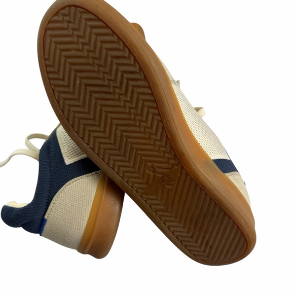 Rothys RS01 Sneaker Hudson Off White Khaki Cream Blue gum sole Mens 8 - Picture 6 of 8